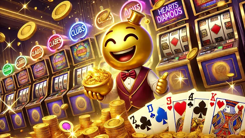 หน้าจอเกมสล็อตพร้อมรีลและสัญลักษณ์หลากสี